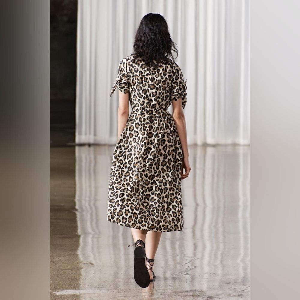 ZARA ANIMAL PRINT SHIRT DRESS ZW COLLECTION Lenght 45 Inch - Picture 8 of 10